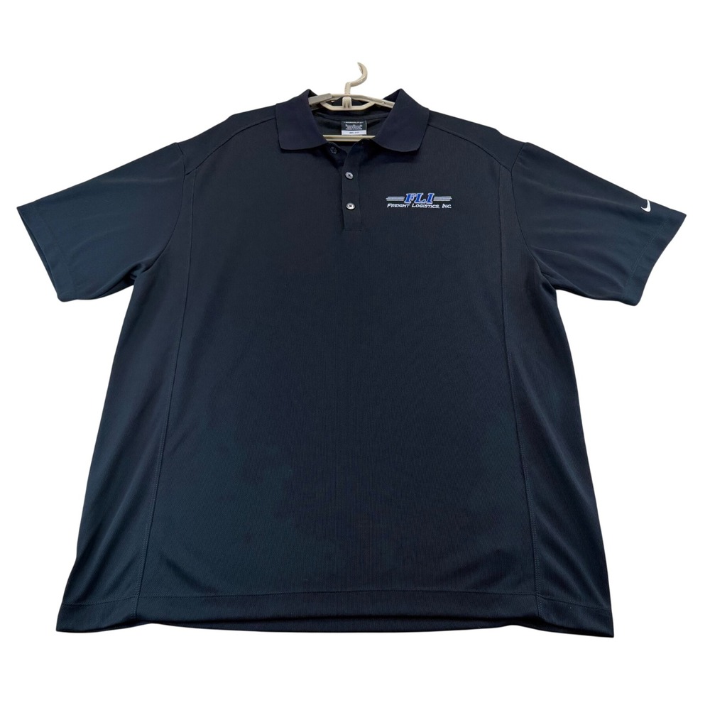 Nike Polo Mens XL Black NikeGolf Dri-FIT FLI Freight Logistics SS 267020